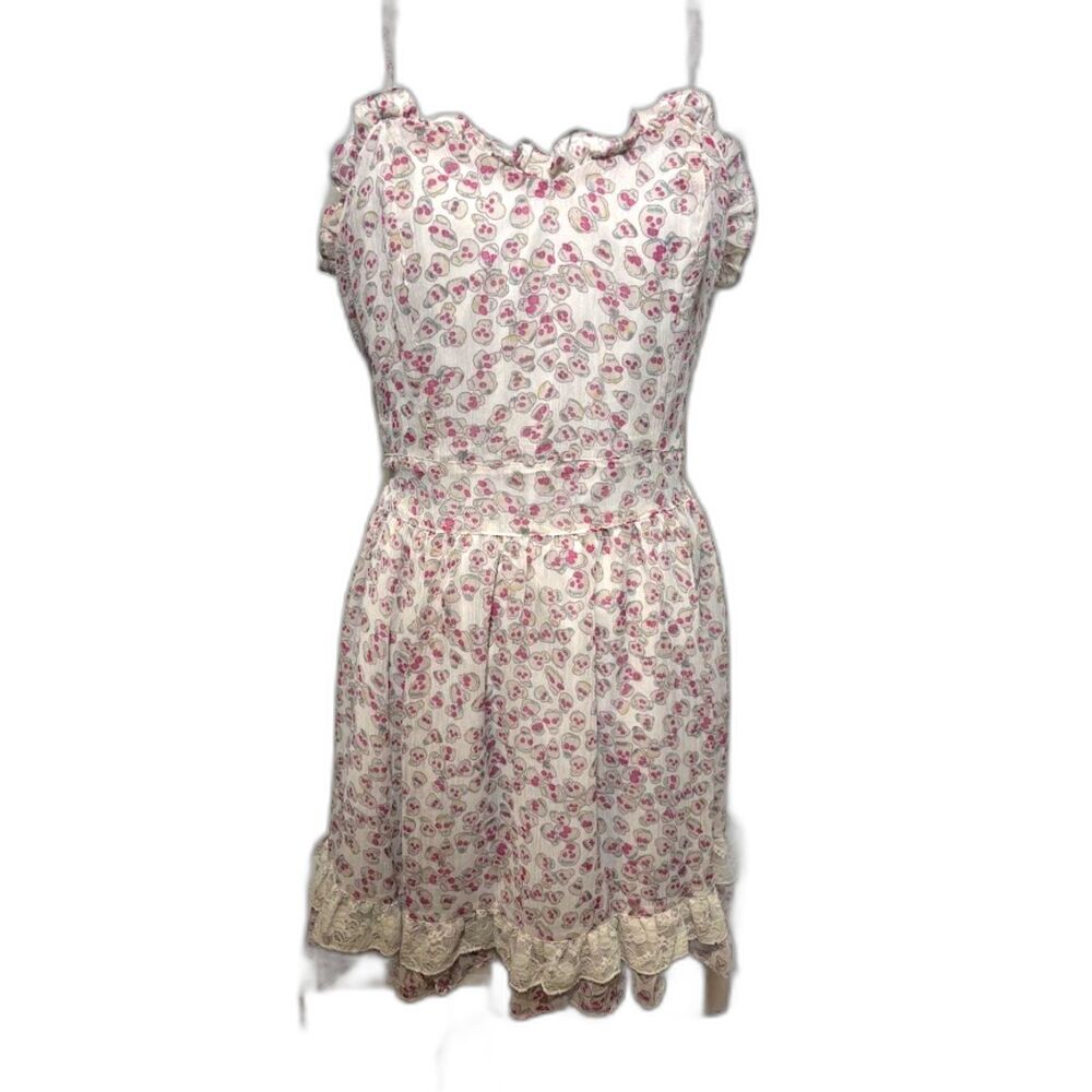 Tripp NYC Daang Goodman Skull print mini Dress y2k VTG Whimsygoth Goth Punk sz M